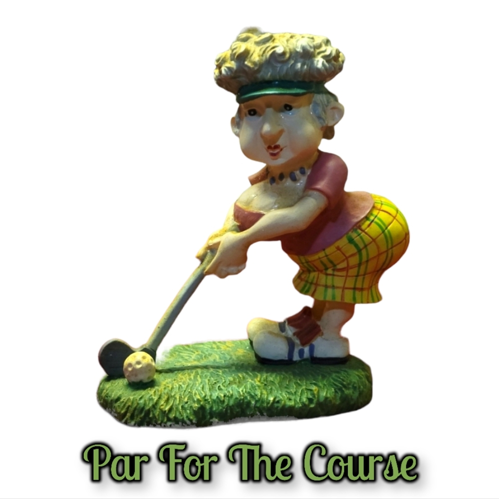 Vtg 90's Russ Foxy Grandma Busty Woman Golfer Figurine Statue Item #14504 Resin